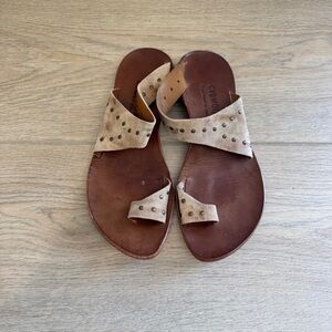 Cydwoq Hilary Suede stud sandals. Made in USA